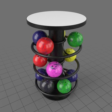 Round table with bowling ball rack