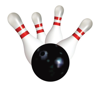 Realistic vector bowling ball and pins