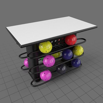 Rectangular table with bowling ball rack