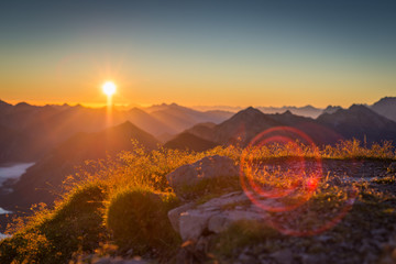 atmospheric and impressively sunset in austrian mountains