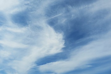 Beautiful cirrus clouds in blue sky, natural background