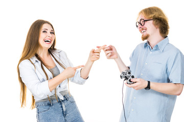 Gaming couple playing games