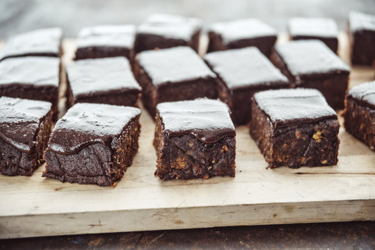 Food: Healthy brownies, made of sweet potato, medjool dates,caca