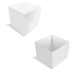 Blank of opened cardboard boxes on white. Vector.