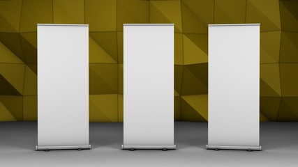 Blank roll-up banners with stylish abstract background 