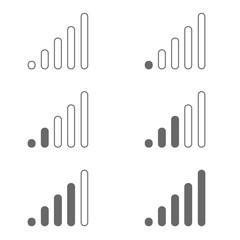 Flat icon set of signal ranges isolated on white background. Vector illustration.