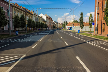 Fototapeta na wymiar cozy european street with empty road