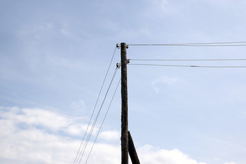 Fototapeta premium Electric power transmission pillar and wires on a background of the sky