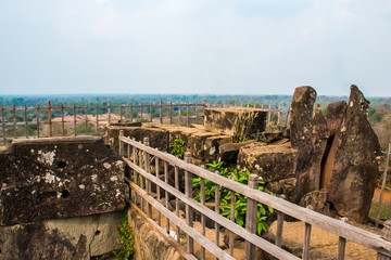 Fototapeta na wymiar Top of pyramid of ancient complex Koh Ker, Cambodia