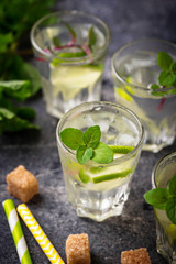 Summer  drink with lime and mint