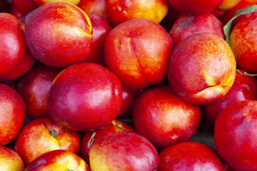 Bright nectarines in the market