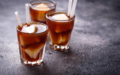 Iced coffee with frozen milk