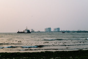 Fototapeta na wymiar ship in Indian sea, Cochin, India