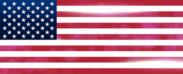 Fototapeta premium The national flag of the country of united states of America. Modern vector pattern, banner of USA. Flat wide design element for print, wallpaper, wrapping paper, websites. Vector illustration