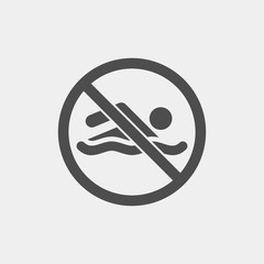 Bathing is prohibited flat vector icon. No swimming flat vector sign	