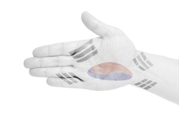 Man hand sign with South Korean Flag