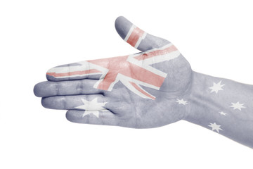 Man hand sign with Flag of Australia