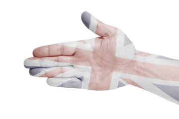 Man hand sign with British flag