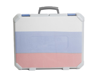 Business travel suitcase with Russian flag