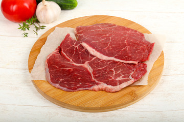 Raw beef steak