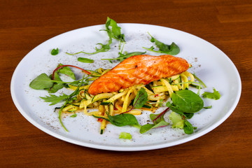 Grilled salmon with vegetables