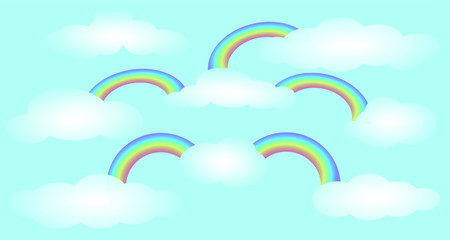 Fluffy Rainbow Clouds pattern