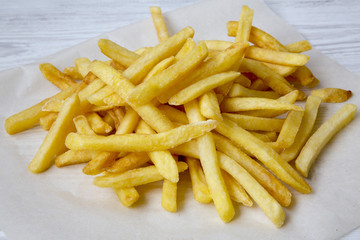 Fresh fried french fries, closeup.