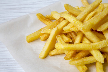 French fries, close-up. Side view.