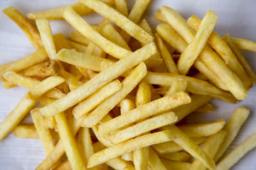 Top view french fries. Close-up.
