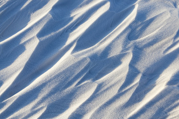 Snowdrifts, field in winter