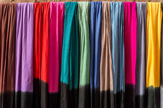 Colorful scarfs at the market, Morocco
