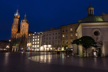 Fototapeta na wymiar Blue hour in Krakow, Poland