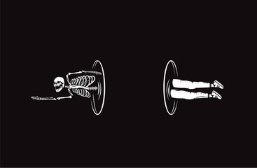 Skull illustration. Teleporter of death.