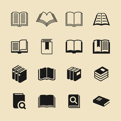 Library and book shop vector icon set