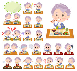 blue one piece old women_Meal