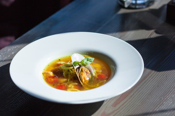 soup with seafood and vegetables