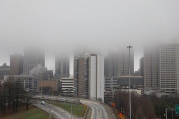 Atlanta Skyline covered in fog