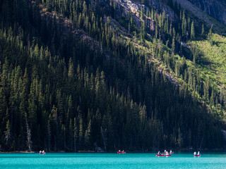 Blue waters of Lake Louise in summer, Banff National Park, Alberta, Canada