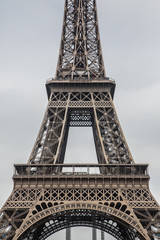 Close up view of the famous Eiffel Tower in Paris France