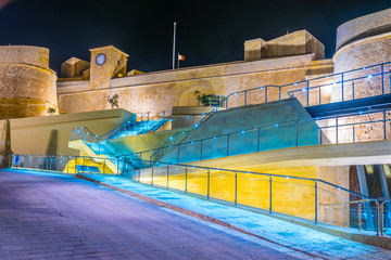 Night view of the Il-Kastell citadel in Victoria, Gozo, Malta
