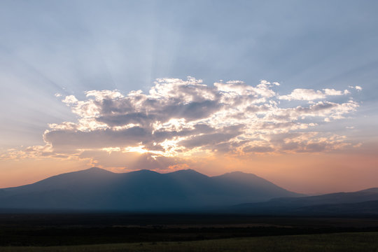 Sunset with incredible clouds and rays