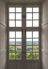 landscape behind castle window