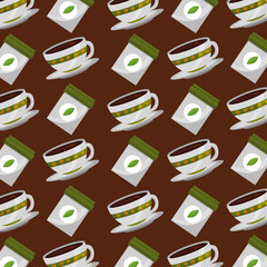 tea cups and teabag fresh background vector illustration