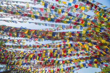 Tibetan Buddhism prayer flags in Nepal