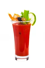 Foto op Canvas Bloody Mary Cocktail Isolated on white background. Selective focus. © Ali Safarov