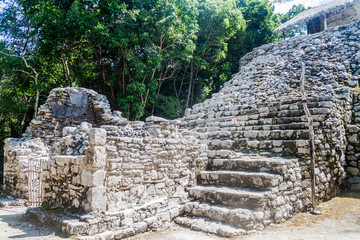 Fototapeta na wymiar Pyramid of the Painted Lintel at the ruins of the Mayan city Coba, Mexico