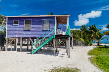 Wooden house on stilts at Caye Caulker island, Belize