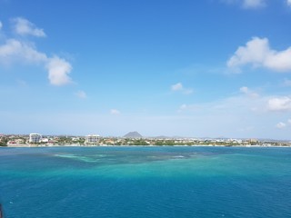 Beautiful panoramic view of the coastline city of Oranjestad 