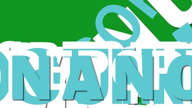 Corporate finance and accounting related words animated text word cloud, against chroma key greenscreen.