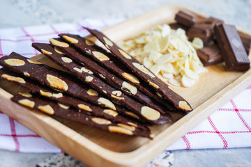 crispy brownie with chocolate and almond